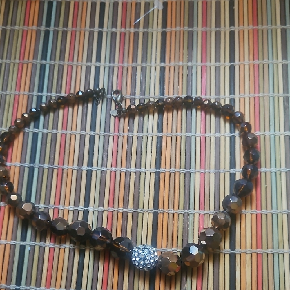 Elegant Brown Beaded Necklace with Silver Accent